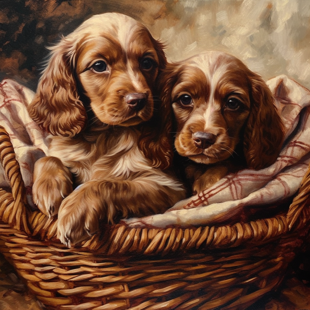 AbbeyRoad_Hyper_detail_portrait_of_cocker_spaniel_puppies_in_a__1103d199-2f2e-4d04-a84e-39eea6394fb6