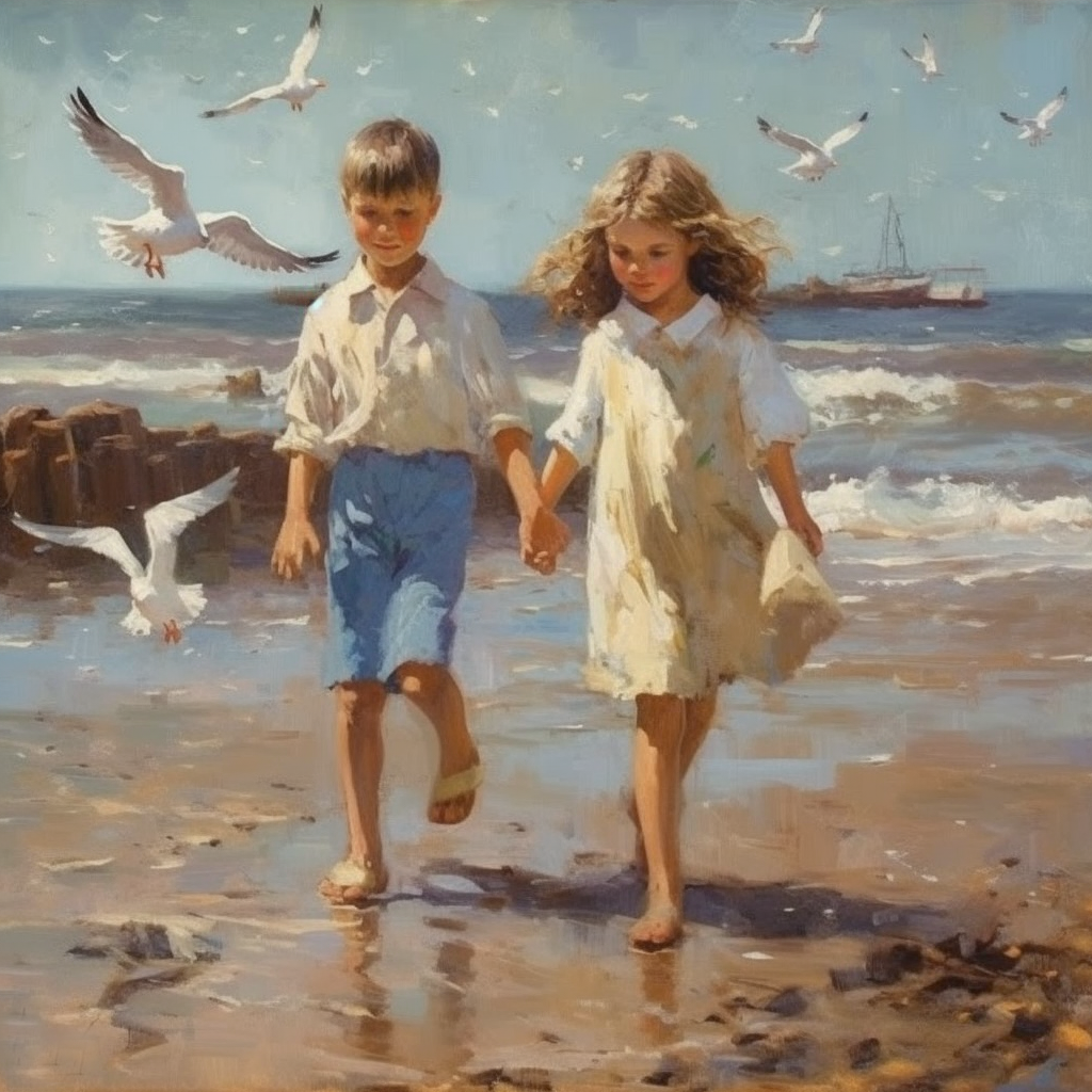 AbbeyRoad_oil_painting_in_sally_swatland_style_boy_and_girl_hol_74c2d042-eb8e-4e88-9246-d1f3a305ffdc
